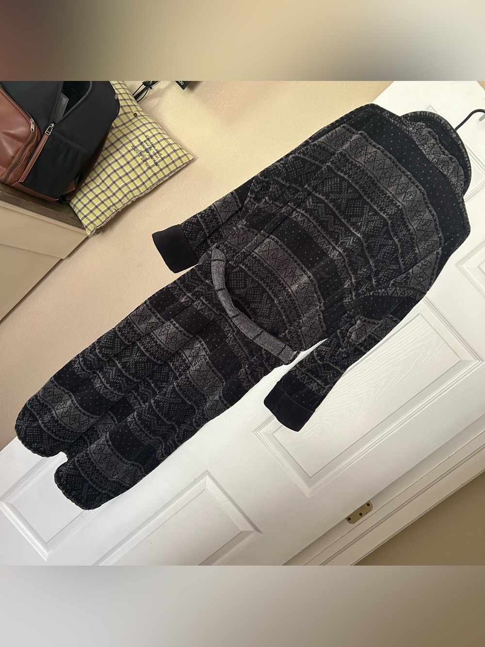 Croft & Barrow one size 100% cotton gray and black bathrobe - Picture 3 of 7